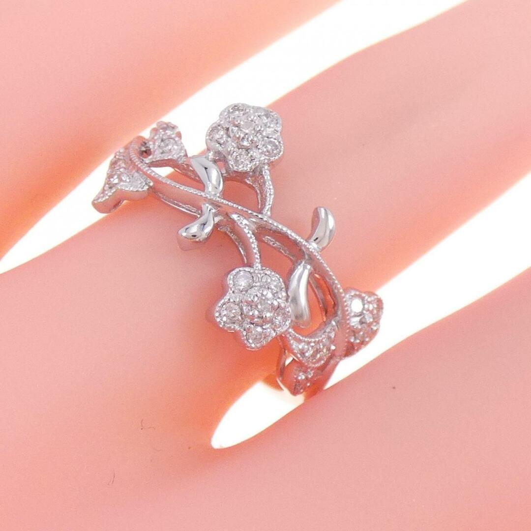 人気のクリスマスアイテムがいっぱい! K18WG フラワー ダイヤモンド リング 0.15CT ホワイトゴールド