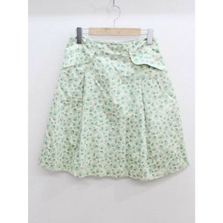 ローラアシュレイ(LAURA ASHLEY)の‡LAURA ASHLEY/ローラアシュレイ‡総柄コットンスカート/膝丈 ライトグリーン/黄緑 レディース 2【中古】春夏 807022(その他)