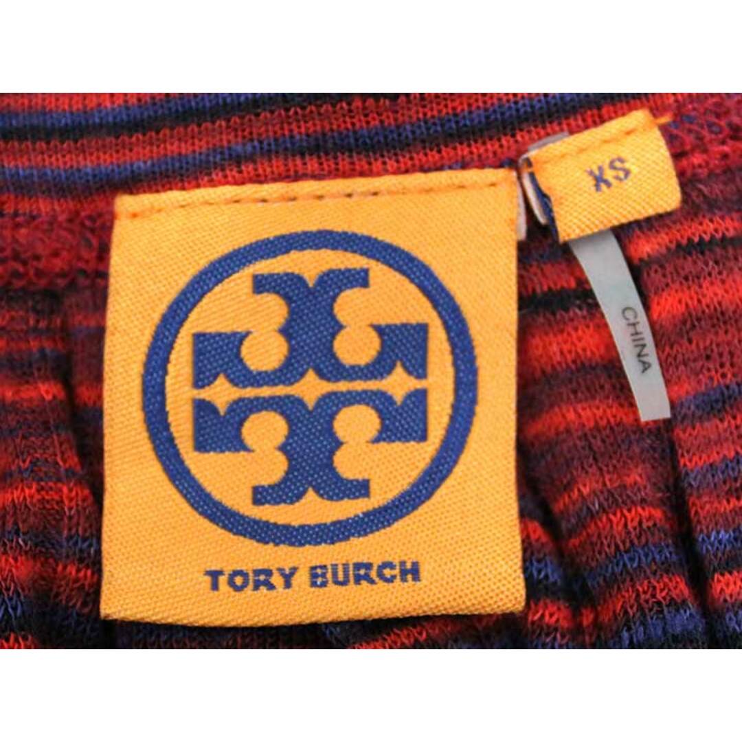 Tory Burch(トリーバーチ)の☆TORY BURCH/トリーバーチ☆ボーダープリーツニットスカート/ウエストゴム/ミディ丈 レッド×ブルー×ブラック/赤×青×黒 レディース XS【中古】春夏 103042 レディースのスカート(その他)の商品写真