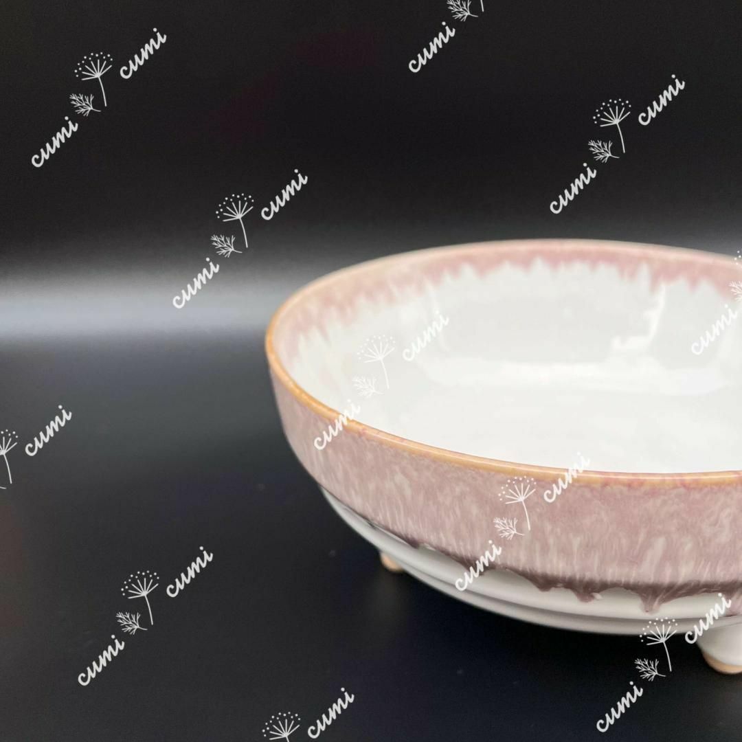 N0063【アメリカ】 6.5号 紫ピンク 脚付き 窯変 植木鉢 室内 陶器鉢 ハンドメイドのフラワー/ガーデン(プランター)の商品写真