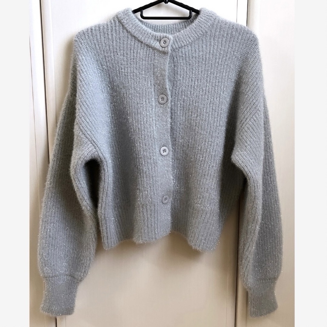 AZUL by moussy(アズールバイマウジー)のAZUL by moussy ラメニット カーディガン シャギー ニット ラメ レディースのトップス(カーディガン)の商品写真