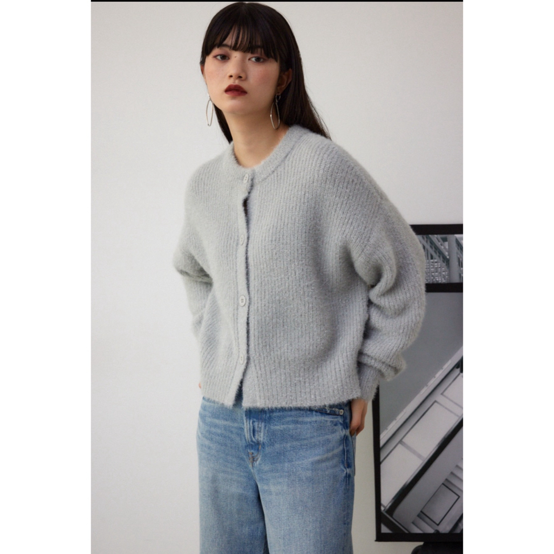 AZUL by moussy(アズールバイマウジー)のAZUL by moussy ラメニット カーディガン シャギー ニット ラメ レディースのトップス(カーディガン)の商品写真