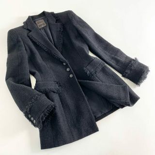 フォクシー(FOXEY)の23c11 《美品》 FOXEY フォクシー モンタージュ ツイードテーラードジャケット 38 ブラック ブレザー パーティ セレモニー 日本製(テーラードジャケット)