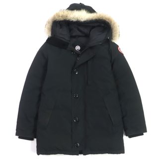 カナダグース(CANADA GOOSE)の良品 CANADA GOOSE カナダグース 3438JM JASPER ロゴワッペン・ファー・フード付き WZIP ダウンジャケット ブラック M カナダ製 正規品 メンズ(ダウンジャケット)