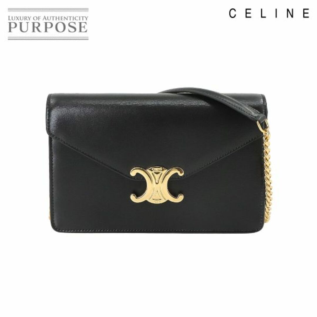 celine(セリーヌ)の未使用 展示品 セリーヌ CELINE マーゴ トリオンフ チェーン ウォレット 長財布 レザー ブラック 10L033DPV ゴールド 金具 VLP 90226336 レディースのファッション小物(財布)の商品写真