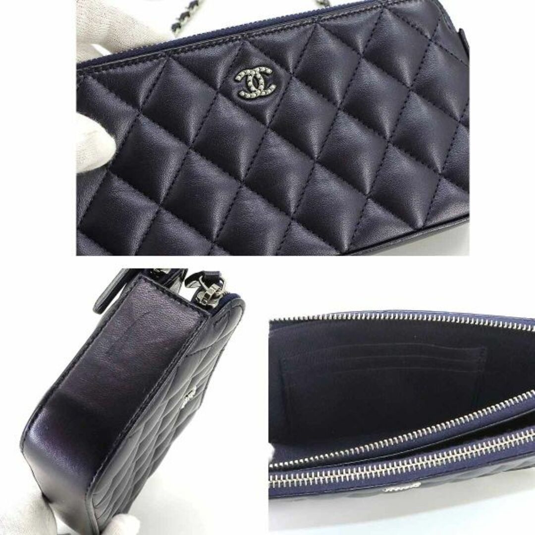 CHANEL(シャネル)の新品同様 シャネル CHANEL マトラッセ チェーン ウォレット 長財布 レザー ネイビー A84276 シルバー 金具 VLP 90227201 レディースのファッション小物(財布)の商品写真