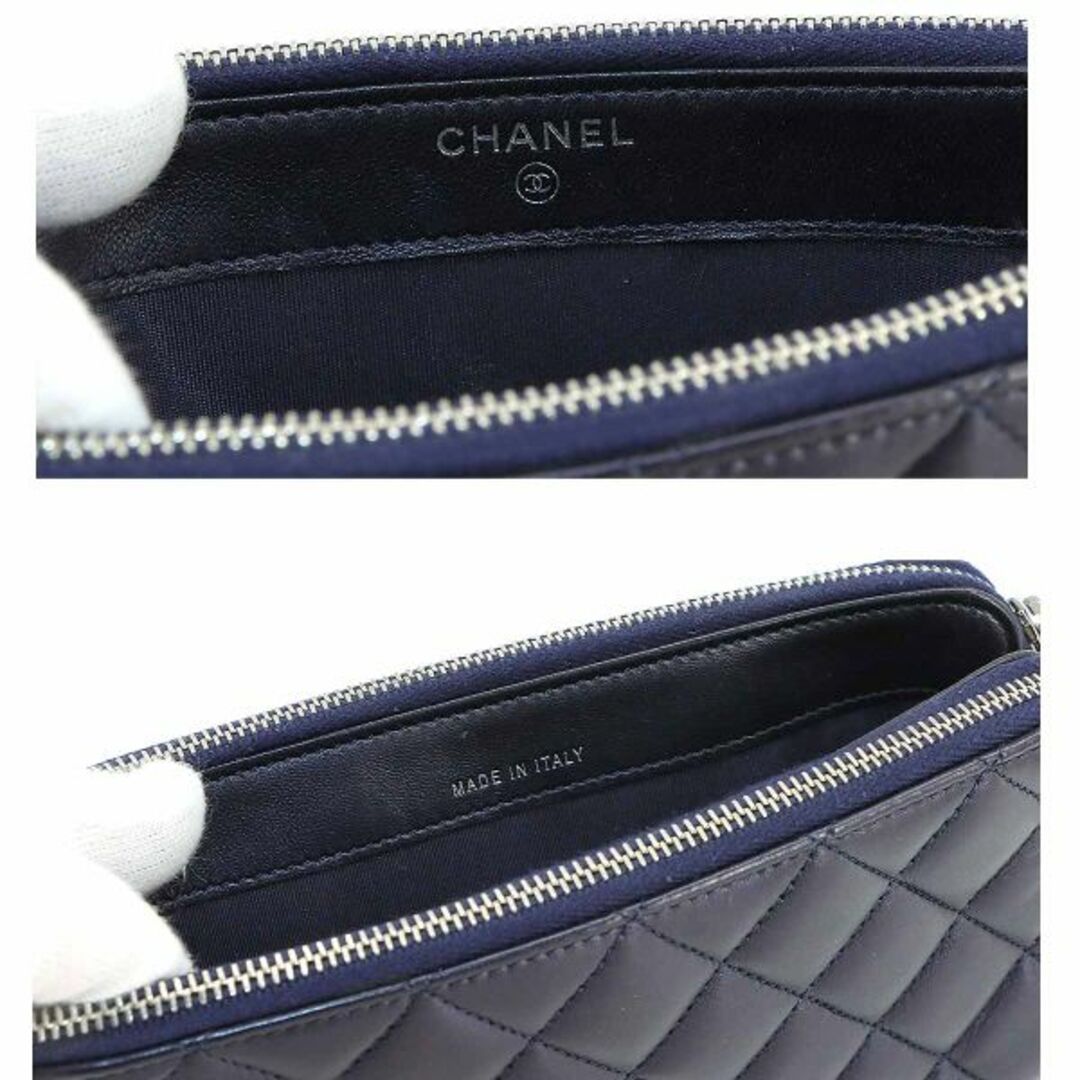 CHANEL(シャネル)の新品同様 シャネル CHANEL マトラッセ チェーン ウォレット 長財布 レザー ネイビー A84276 シルバー 金具 VLP 90227201 レディースのファッション小物(財布)の商品写真