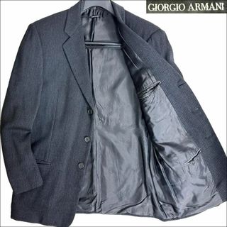 Giorgio Armani - J3573 美品 ジョルジオアルマーニ 黒タグヘリンボーン柄ジャケット 黒 50