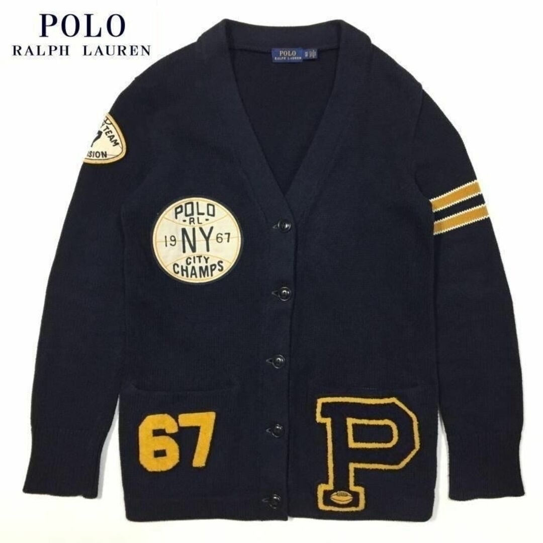 POLO RALPH LAUREN(ポロラルフローレン)の美品 Ｍ相応 ポロ ラルフローレン カレッジエイト ボーイフレンド カーディガン レディースのトップス(カーディガン)の商品写真