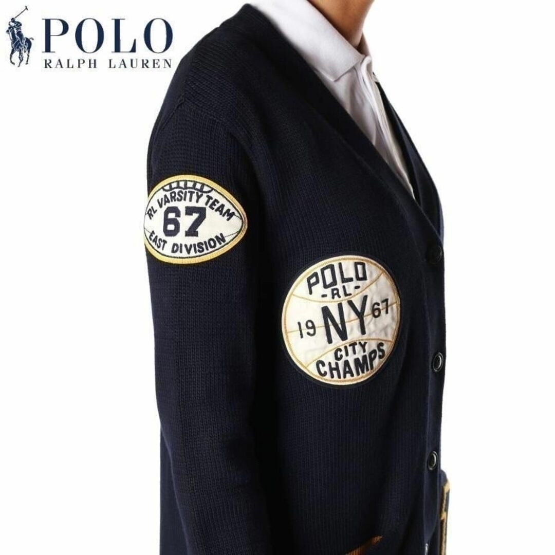 POLO RALPH LAUREN(ポロラルフローレン)の美品 Ｍ相応 ポロ ラルフローレン カレッジエイト ボーイフレンド カーディガン レディースのトップス(カーディガン)の商品写真