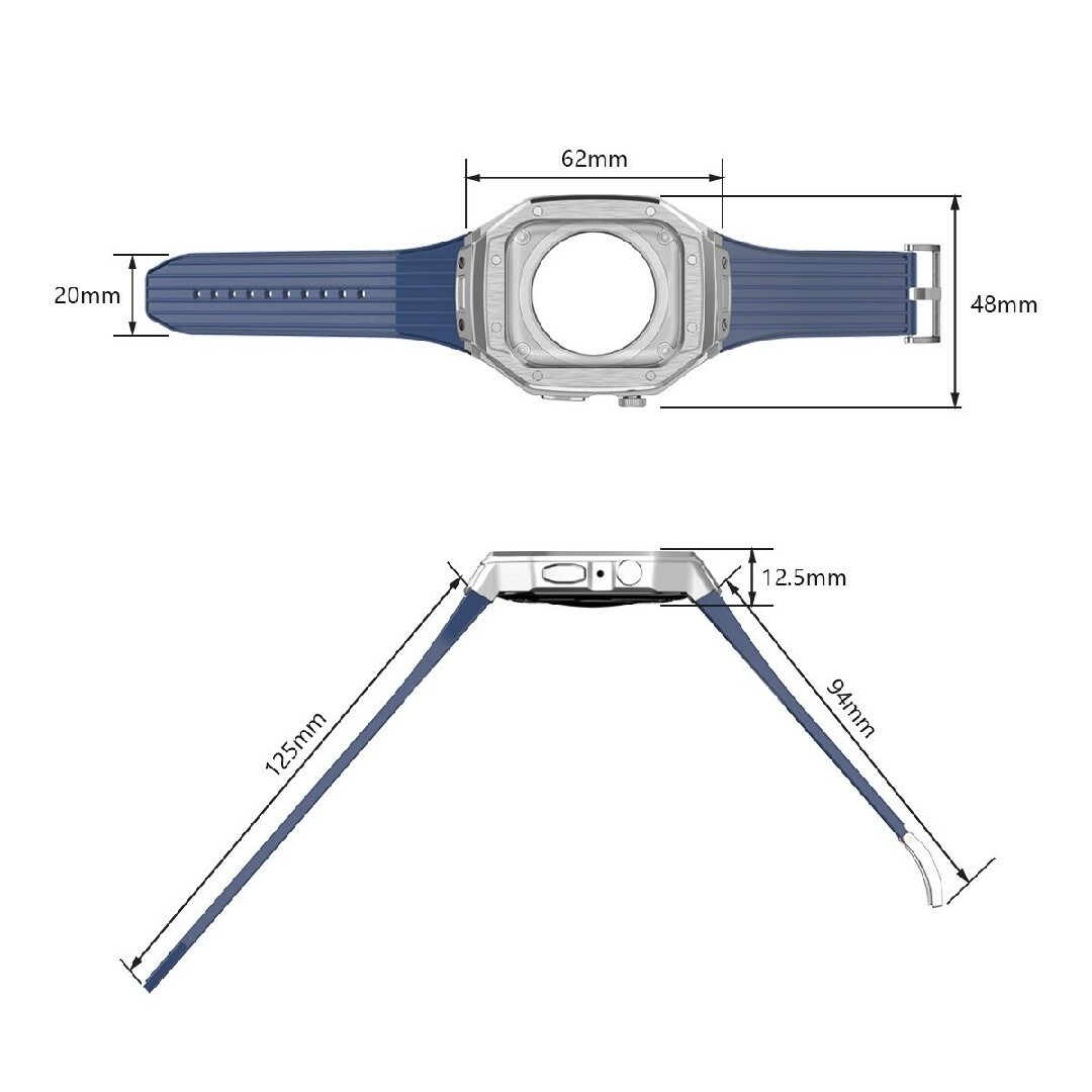 Apple Watch ラバーバンド 44mm ゴールド メタルケース カバー メンズの時計(ラバーベルト)の商品写真