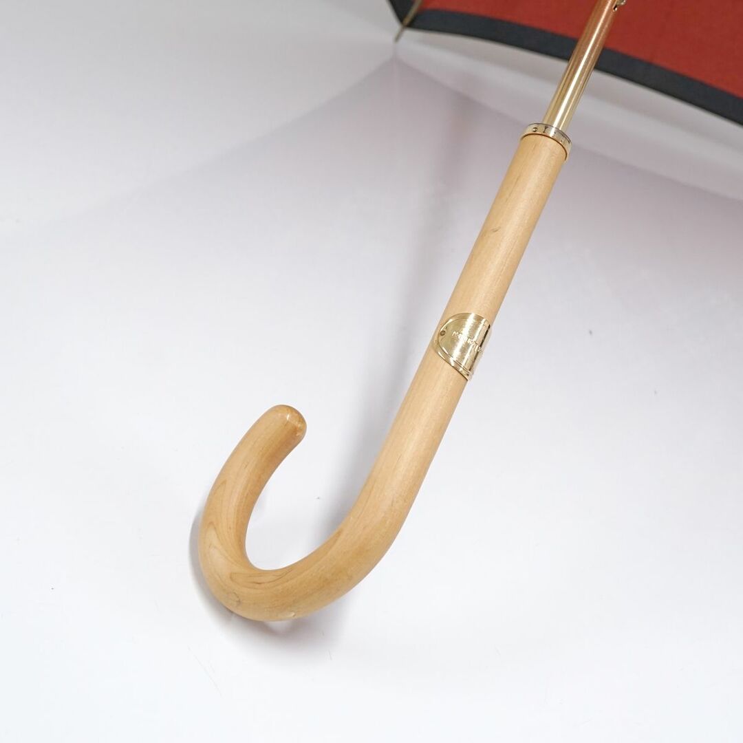 Ralph Lauren(ラルフローレン)の傘 RALPH LAUREN ラルフローレン USED美品 レッド チェック ロゴプリント 木製手元 60cm S A0351 レディースのファッション小物(傘)の商品写真
