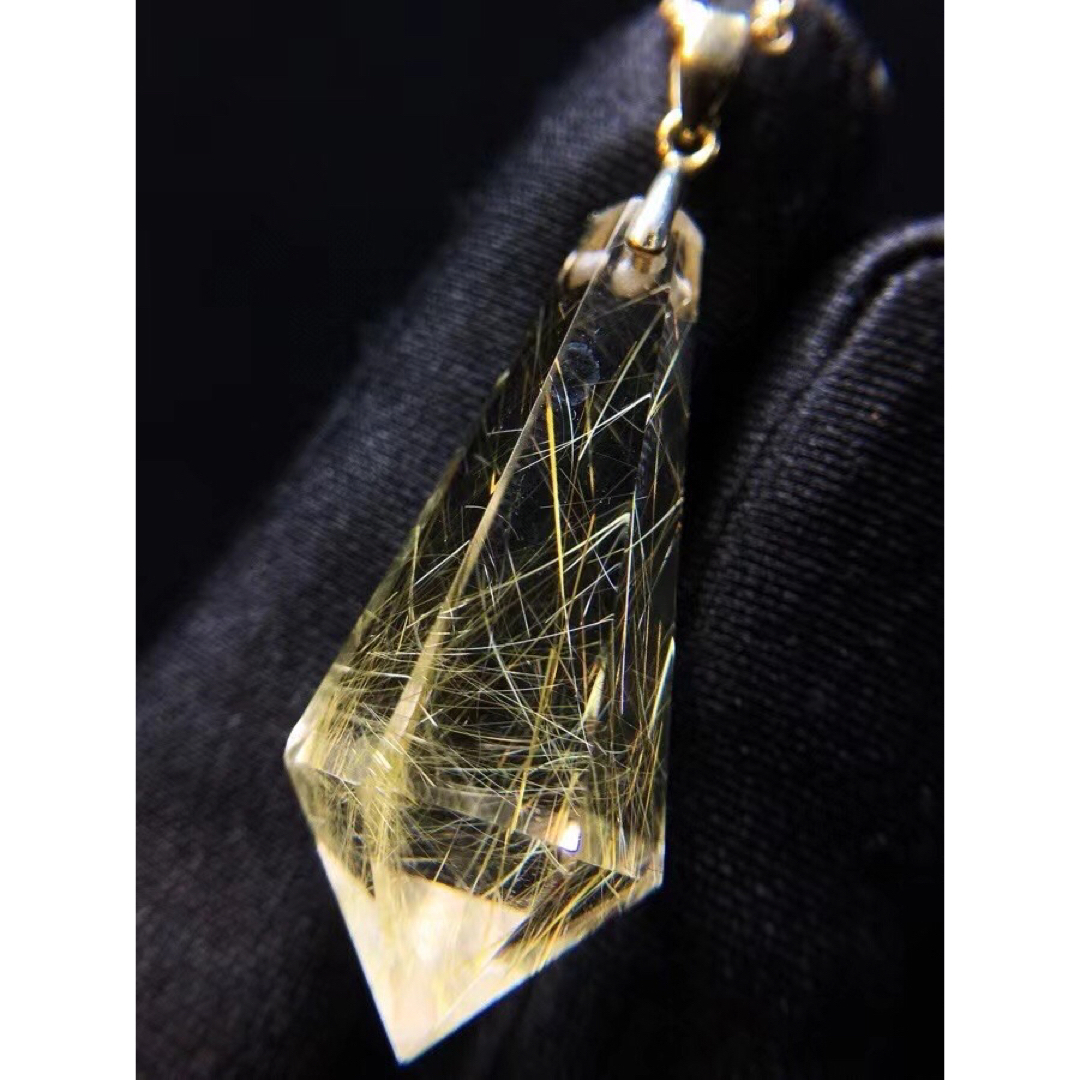 ⭐︎【天然】ゴールド ルチル クオーツ ペンダントトップ s925 5.1g ⭐︎【天然】ゴールド ルチル クオーツ ペンダントトップ s925 5.1g