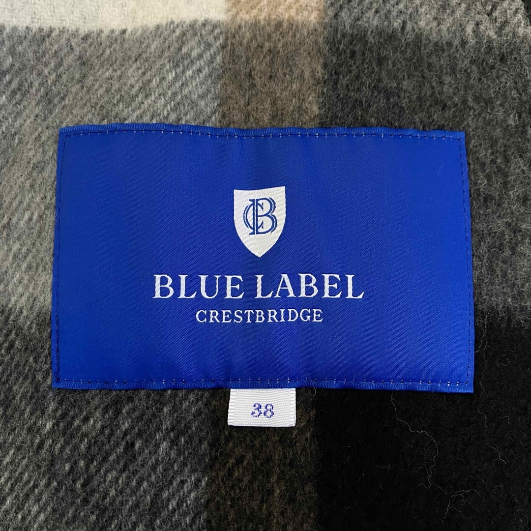 BLUE LABEL CRESTBRIDGE(ブルーレーベルクレストブリッジ)のブルーレーベルクレストブリッジ ロングコート 黒 CBチェック サイズ38 レディースのジャケット/アウター(ロングコート)の商品写真