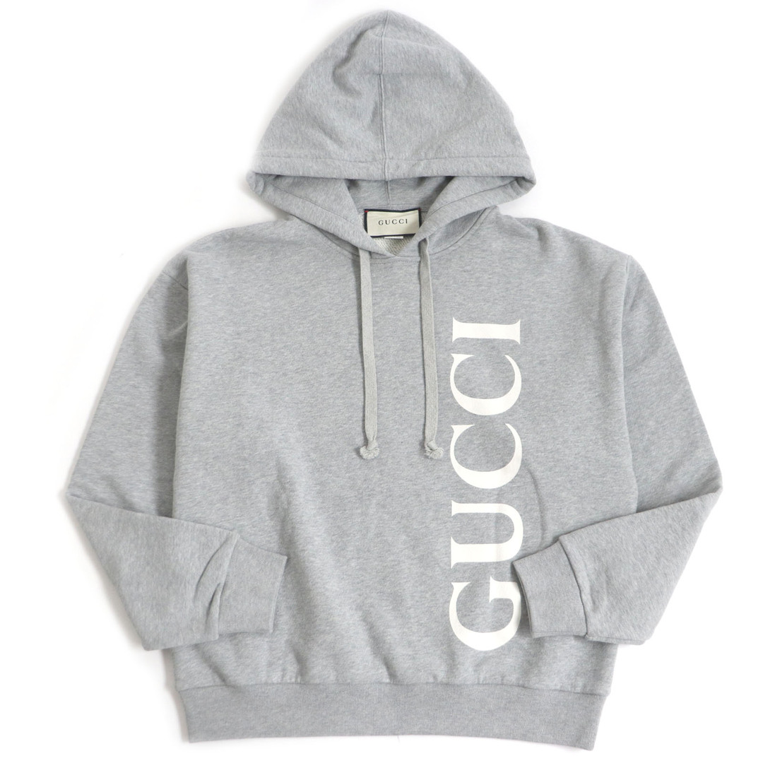 Gucci(グッチ)の極美品 GUCCI グッチ 20SS 604974 コットン ロゴプリント フーディー プルオーバー パーカー グレー XS イタリア製 正規品 メンズ メンズのトップス(パーカー)の商品写真