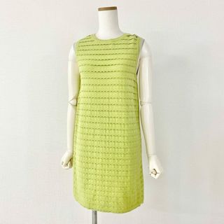 レッドヴァレンティノ(RED VALENTINO)の23c11 《美品》 RED VALENTINO レッドヴァレンティノ フリルボーダー ストレッチニットワンピース S イエロー 伸縮性◎ ドレス チュニック(ひざ丈ワンピース)