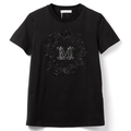 マックスマーラ MAX MARA Tシャツ ELMO  刺繍ロゴ 半袖シャツ クルーネック ショートスリーブ ラインストーン 2024年春夏新作 2411941011 0001