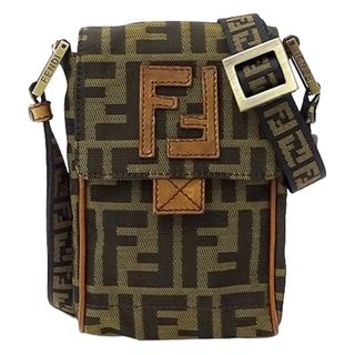 フェンディ(FENDI)のフェンディ FENDI バッグ レディース ブランド ショルダーバッグ ズッカ キャンバス ブラウン カーキ 7VA169 コンパクト ミニバッグ マイクロバッグ 斜め掛け 【中古】(ショルダーバッグ)