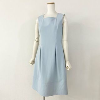 50c11 Rene basic ルネ ベーシック りりィベルワンピース 36 ブルー ドレス ストレッチ 伸縮性◎ 日本製(ひざ丈ワンピース)