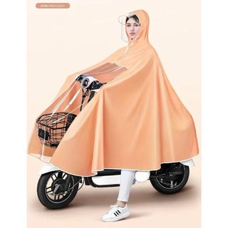 新品  自転車用 レインコート ポンチョ 男女兼用 クリアバイザー　オレンジ