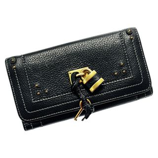 クロエ(Chloe)の☆☆Chloe クロエ 2つ折り長財布 08H8EP041 ブラック レディース ゴールド金具 レザー カデナ＆キー有(財布)