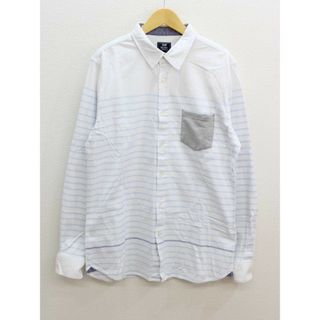 ビームス(BEAMS)の‡BEAMS/ビームス‡ボーダーポケット付きシャツ/長袖 ホワイト×ブルー/白×青 メンズ L【中古】春夏秋冬 612122(シャツ)