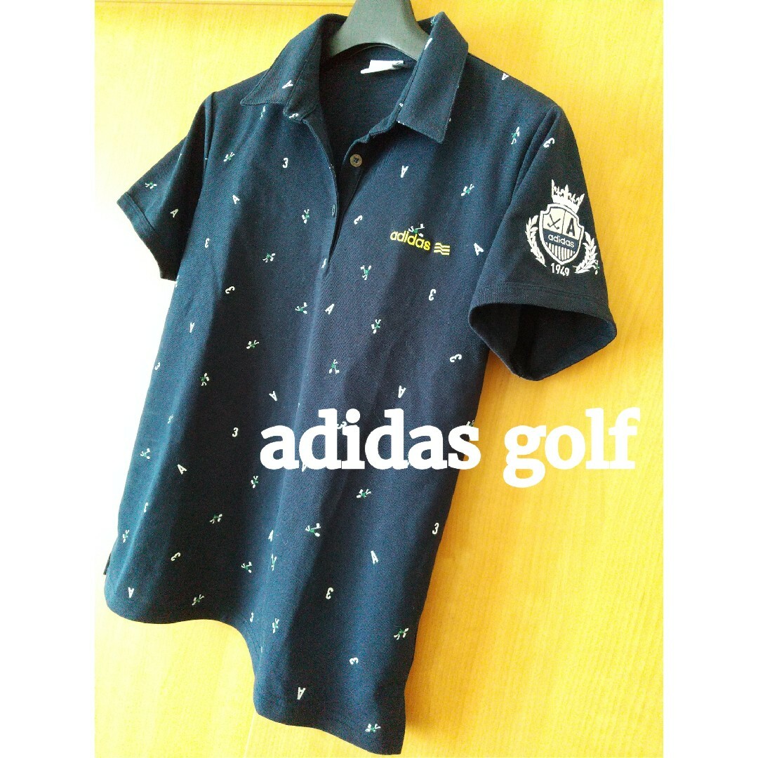 adidas(アディダス)のadidas golf★ゴルフ柄かわいいネイビーポロシャツレディース女性 スポーツ/アウトドアのゴルフ(ウエア)の商品写真