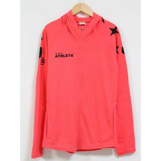 【値下げ】☆ATHLETA/アスレタ☆ロゴプリントパーカー/フード/ポケット/スポーツ/長袖 オレンジ メンズ L【中古】春夏秋冬 521122