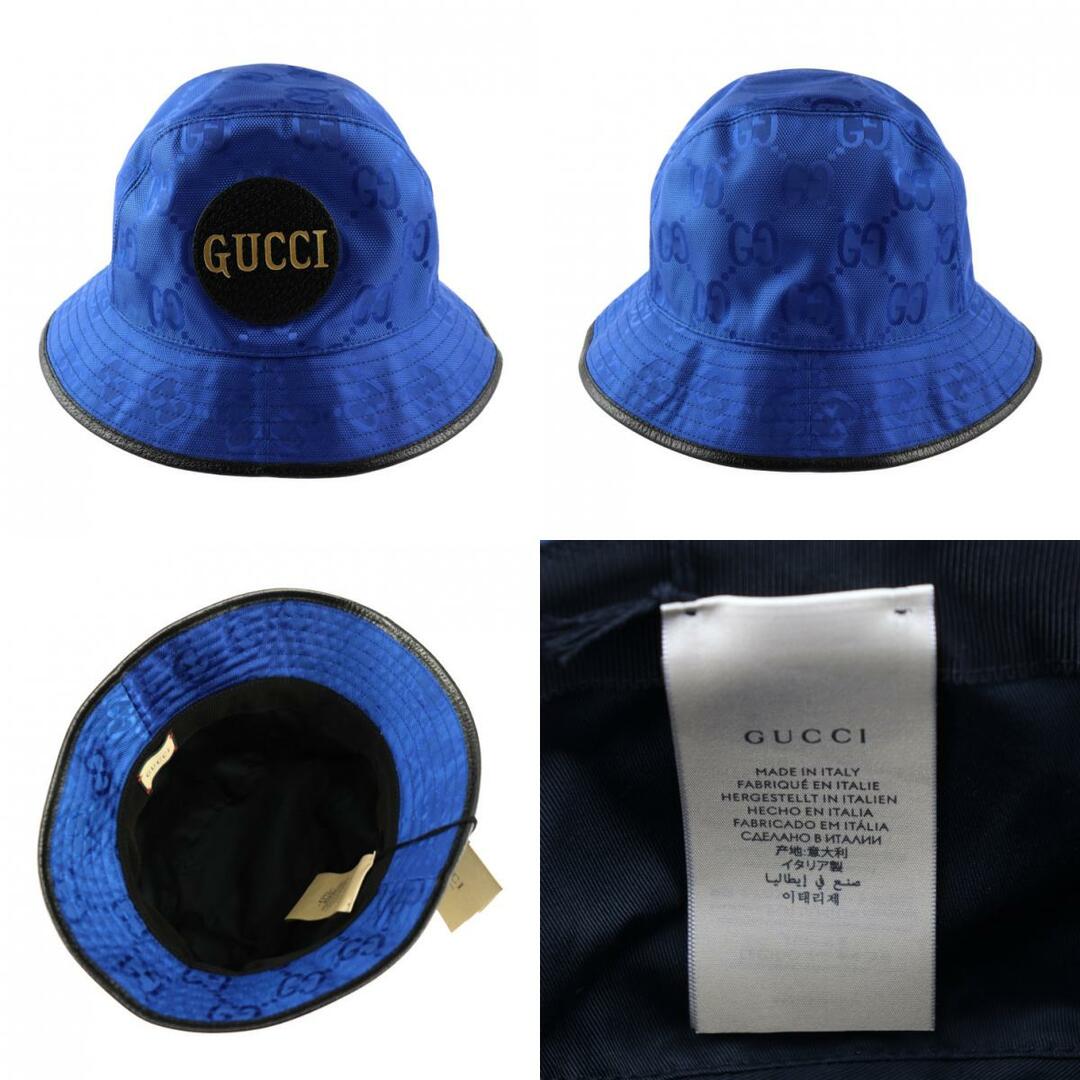 Gucci(グッチ)のGUCCI グッチ オフ ザ グリッド バケットハット ハット 627115   GGナイロン×レザー ブルー ブラック  帽子 M【本物保証】 メンズの帽子(ハット)の商品写真