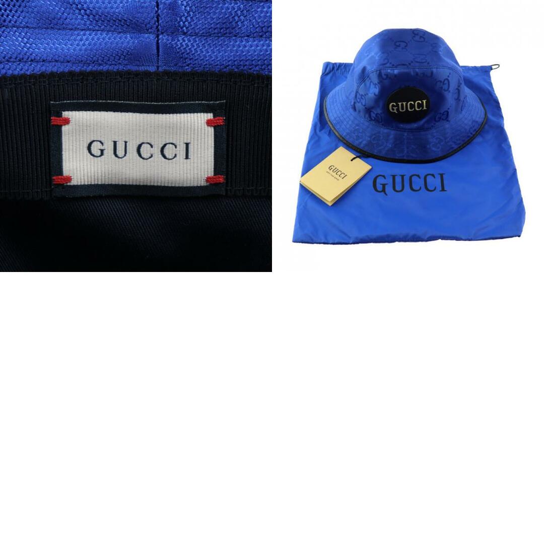 Gucci(グッチ)のGUCCI グッチ オフ ザ グリッド バケットハット ハット 627115   GGナイロン×レザー ブルー ブラック  帽子 M【本物保証】 メンズの帽子(ハット)の商品写真