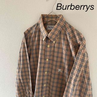 バーバリー(BURBERRY)のBurberrysバーバリーズノバチェック長袖シャツメンズmベージュY2K古着(シャツ)