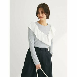 グリーンパークス(green parks)の【杢グレー】SUGAR SPOON アシンメトリーフリルロンTEE 24SS/ドッキング/長袖/レディース/着映え(カットソー(長袖/七分))