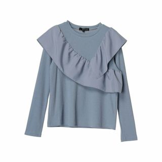 グリーンパークス(green parks)の【ブルー】SUGAR SPOON アシンメトリーフリルロンTEE 24SS/ドッキング/長袖/レディース/着映え(カットソー(長袖/七分))