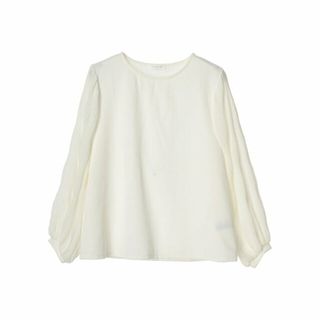 グリーンパークス(green parks)の【オフホワイト】マジョリカスリーブカットプルオーバー 24SS/長袖/クルーネック/異素材/ドッキング(カットソー(長袖/七分))