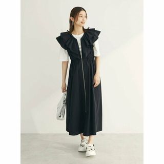 グリーンパークス(green parks)の【ブラック】SUGAR SPOON ラッフルZIPジャンスカ 24SS/ジャンパースカート/レディース(ロングワンピース/マキシワンピース)