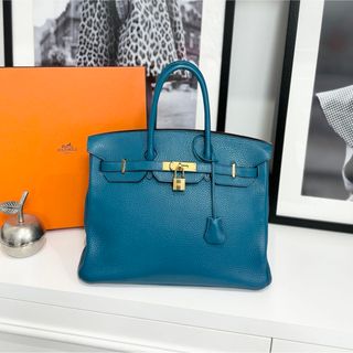 エルメス(Hermes)のHERMES エルメス バーキン35 トリヨンクレマンス ブルーイズミール(ハンドバッグ)