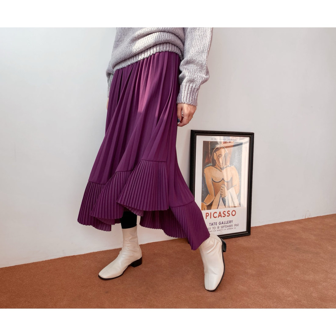Re:EDIT(リエディ)のDHOLIC アンバランスヘムプリーツスカート レディースのスカート(ロングスカート)の商品写真