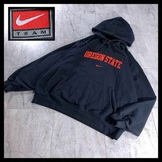 ナイキ(NIKE)の00s 古着 NIKE アーチ カレッジ 刺繍ロゴ パーカー フーディ XXL(パーカー)