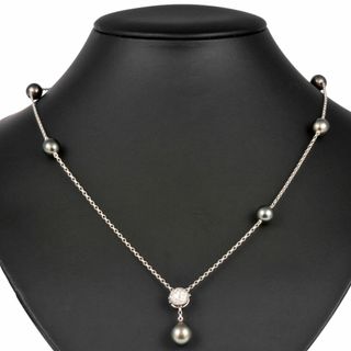 ミキモト(MIKIMOTO)のミキモト MIKIMOTO 黒蝶真珠 ステーション ラリアット ネックレス K18WG 52cm パヴェダイヤモンド レディース ブラックパール【中古】(ネックレス)