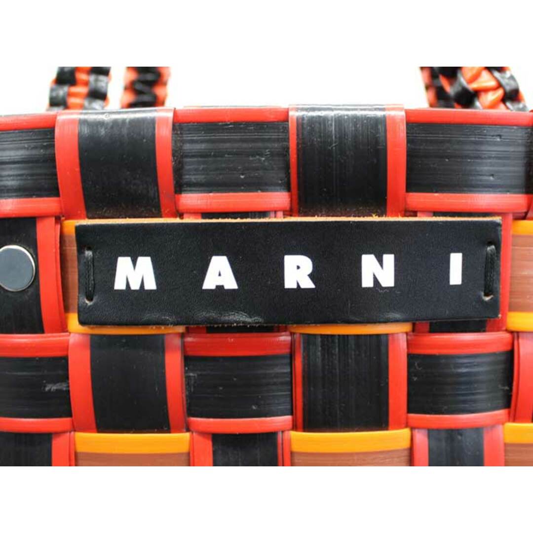 Marni(マルニ)の【春物 新入荷】★MARNI/マルニ★フラワーカフェ/テープバスケットかごバッグ/トートバッグ/カジュアル/おしゃれ/バッグ/鞄 レッド×ブラック×ブラウン/赤×黒×茶 レディース【中古】春夏 222042 レディースのバッグ(かごバッグ/ストローバッグ)の商品写真