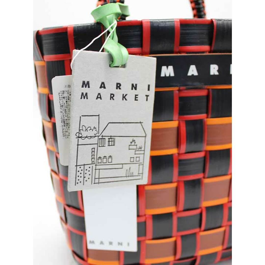 Marni(マルニ)の【春物 新入荷】★MARNI/マルニ★フラワーカフェ/テープバスケットかごバッグ/トートバッグ/カジュアル/おしゃれ/バッグ/鞄 レッド×ブラック×ブラウン/赤×黒×茶 レディース【中古】春夏 222042 レディースのバッグ(かごバッグ/ストローバッグ)の商品写真