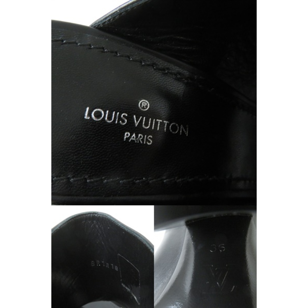 LOUIS VUITTON(ルイヴィトン)の極美品★LOUIS VUITTON ルイヴィトン トップモスト・ライン LVロゴ チャンキーヒール オープントゥ サンダル ブラック×ホワイト 36 伊製 レディースの靴/シューズ(サンダル)の商品写真