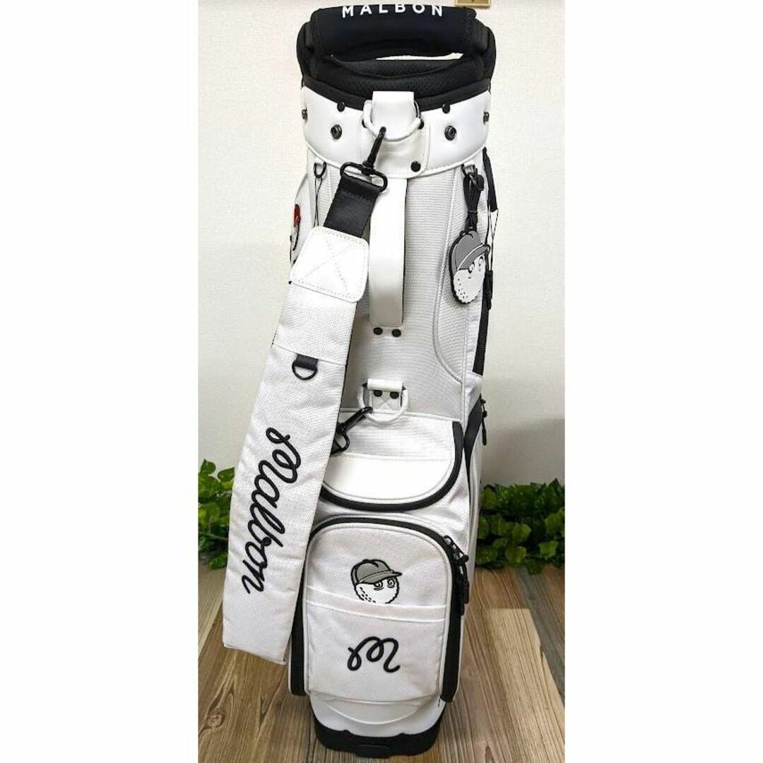 【新品】マルボンゴルフ malbon マルボン キャディバッグ バッグ 白色 スポーツ/アウトドアのゴルフ(バッグ)の商品写真