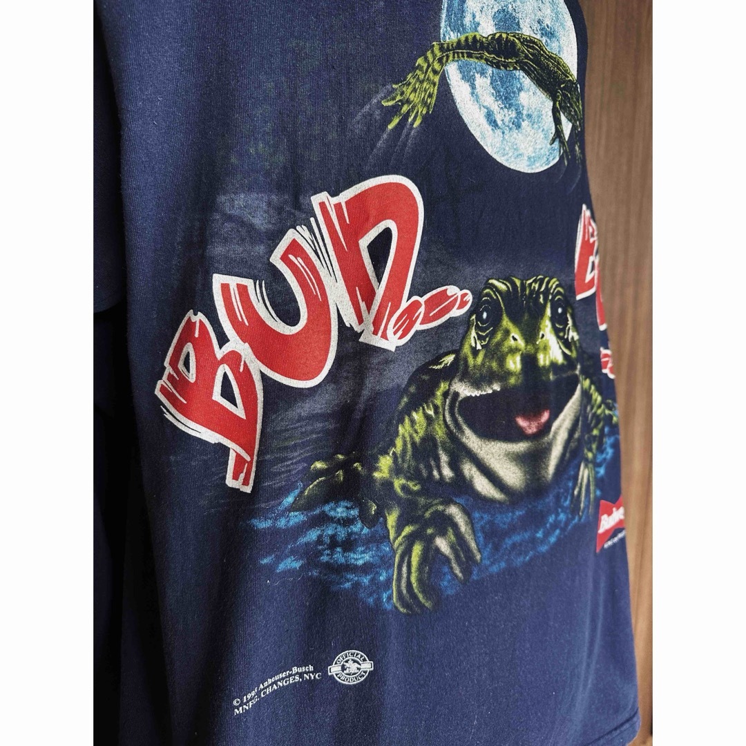 90s バドワイザー カエル ビンテージ ロンT アメリカ製 両面プリント 90s バドワイザー カエル ビンテージ ロンT アメリカ製 両面プリント