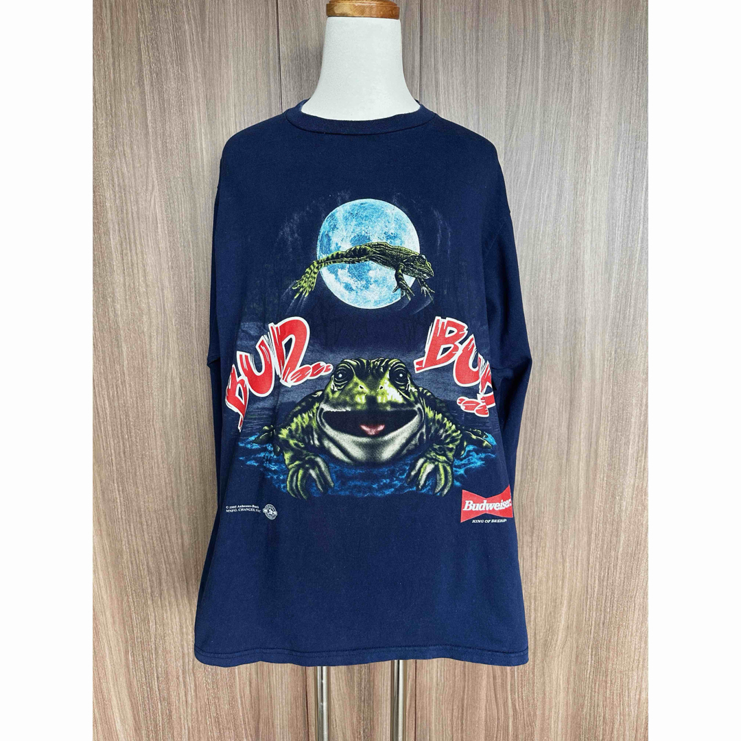 90s バドワイザー カエル ビンテージ ロンT アメリカ製 両面プリント 90s バドワイザー カエル ビンテージ ロンT アメリカ製 両面プリント
