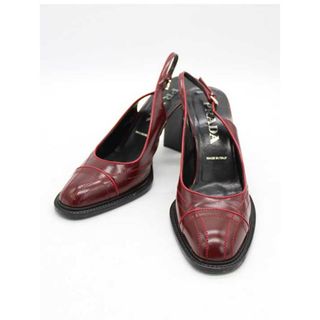 プラダ(PRADA)の【春物 新入荷】★PRADA/プラダ★バックストラップパンプス/チャンキーヒール/おしゃれ/パンプス/シューズ/靴 ボルドー/赤紫 レディース 36 1/2【中古】春夏 612042(その他)