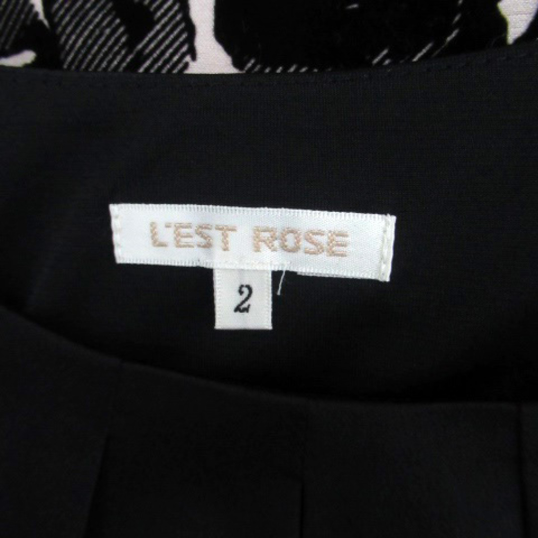 L'EST ROSE(レストローズ)のレストローズ ワンピース ラウンドネック 半袖 花柄 レース 2 黒 レディースのワンピース(ひざ丈ワンピース)の商品写真