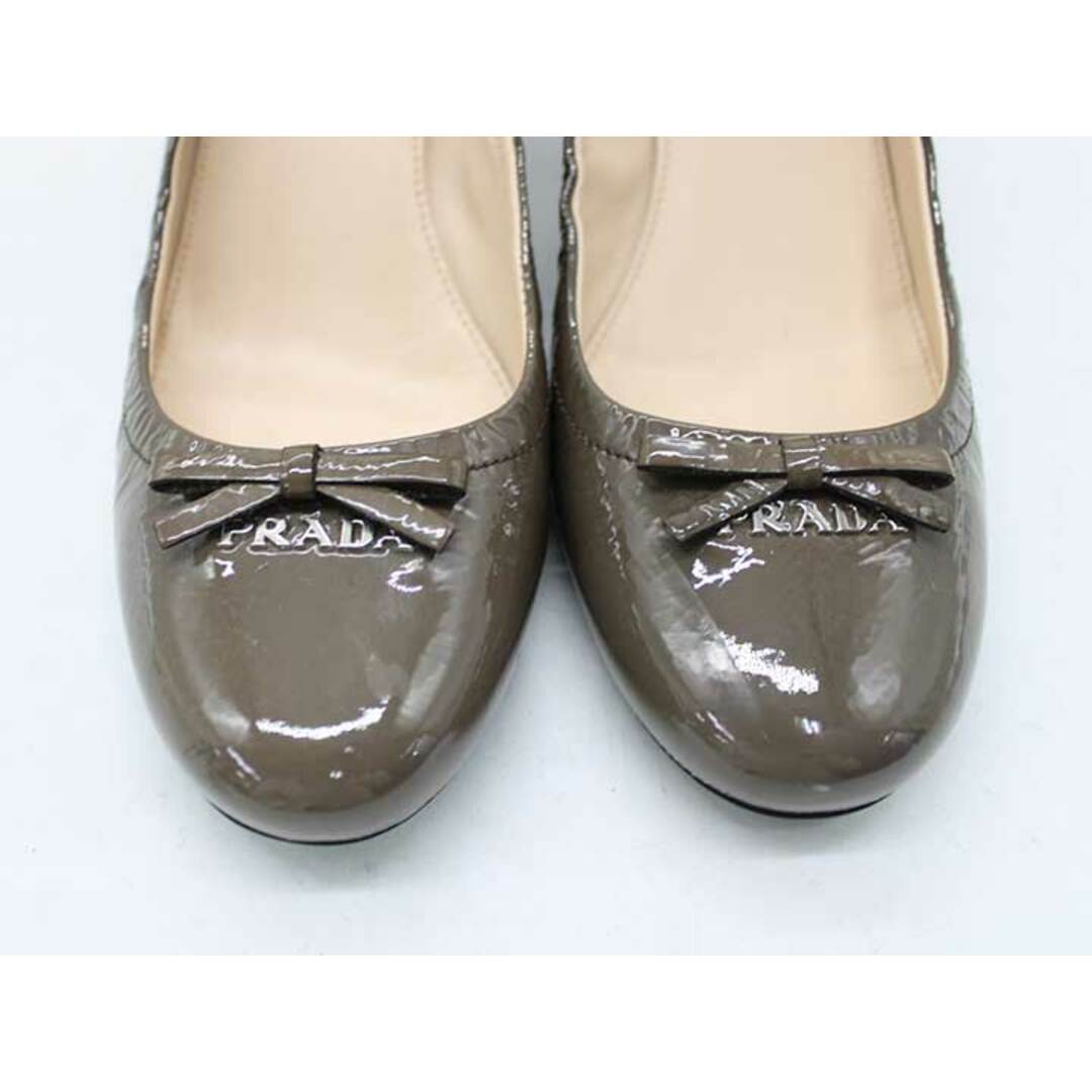 PRADA(プラダ)の■PRADA/プラダ■エナメルリボンパンプス/シューズ/靴  グレー/灰色 レディース 36 1/2【中古】春夏秋冬 70104 レディースの靴/シューズ(その他)の商品写真