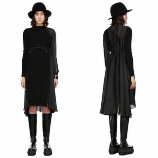 極美品 sacai 21AW ニットパネルドレス ドッキングワンピース ブラック