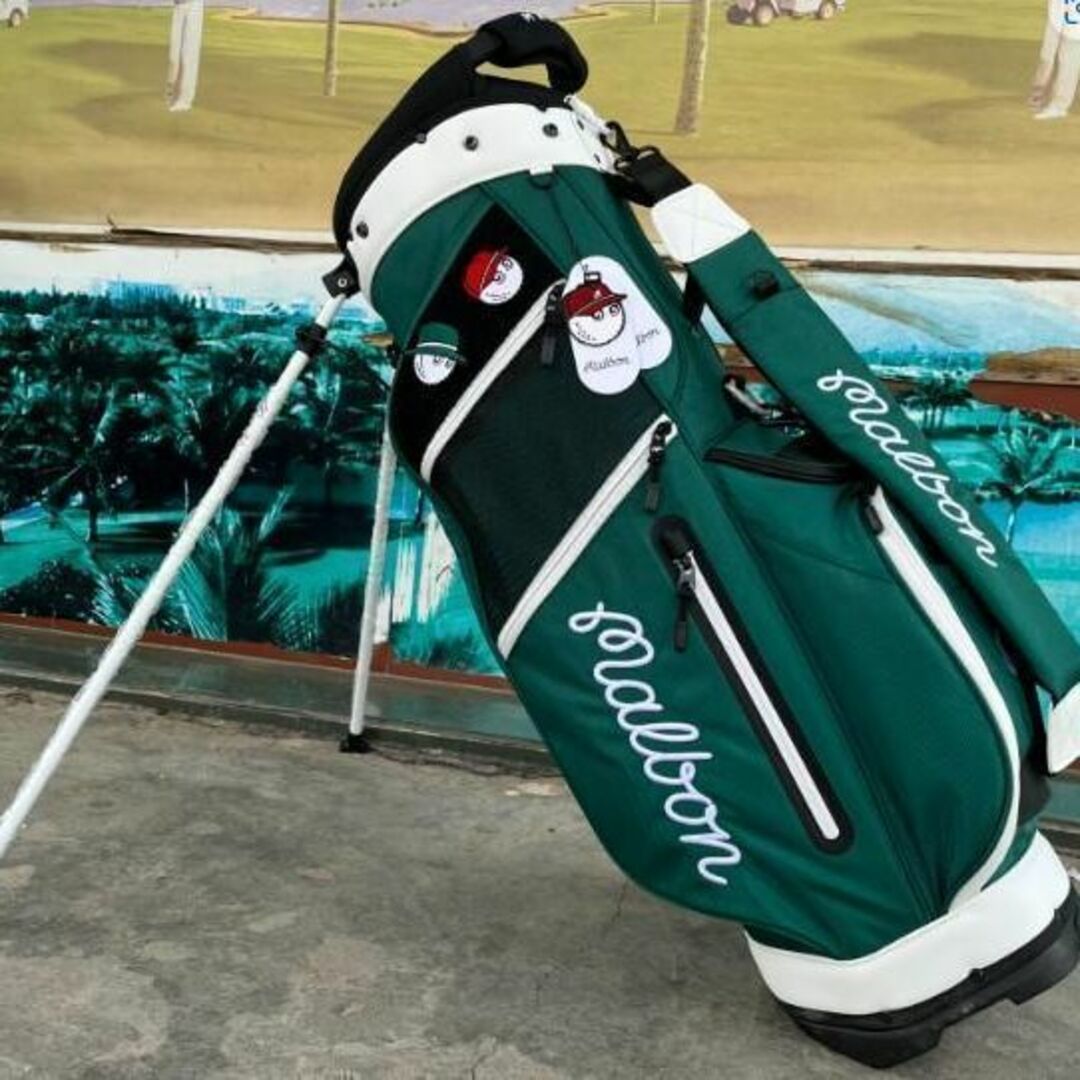 【新品】マルボンゴルフ malbon マルボン キャディバッグ バッグ 緑色 スポーツ/アウトドアのゴルフ(バッグ)の商品写真